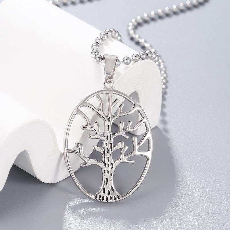 Nové dopaminové doplňky s přívěskem náhrdelník z nerezové oceli dutý náhrdelník ze stromu života Yiwu příslušenství