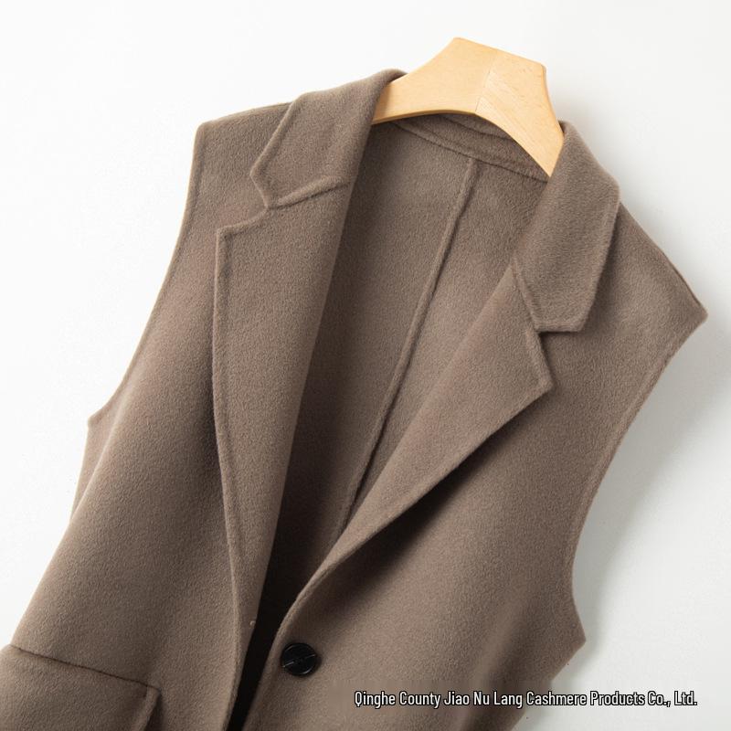 2023 Women's Double-Sided Cashmere Wool Vest: Sleeveless, Short Black Suit Coat