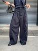 Women's American Lazy Style Loose Wide-Leg Pleated Patchwork Pants 2026