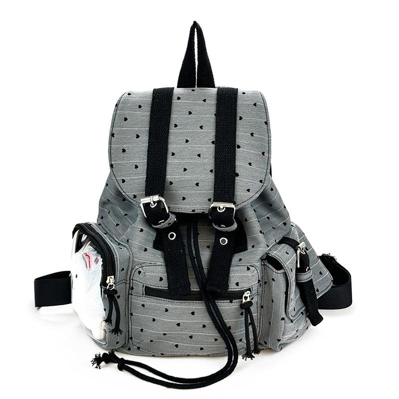 

Korean version of the new color matching polka dot backpack niche design student bag foreign versatile function wind travel backpack светло-серый