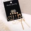 6 Pairs Women Fashion Hollow Out Geometry Fringed Ear Stud Set