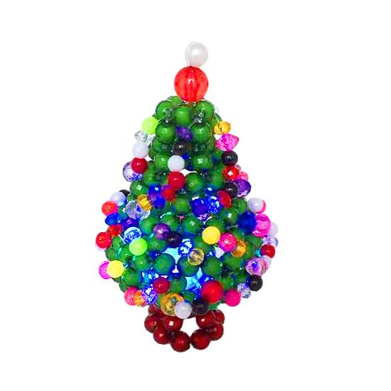 DIY Christmas Craft Kits Handmade Beaded Tree Ornament, Sparkly Crystal Bead Mini Creative Ornament Making Tabletop Decor, Hand-Woven Xmas Desktop