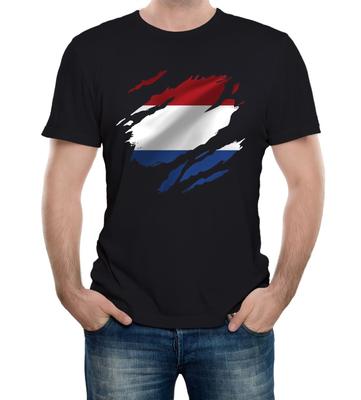 Zerrissenes Niederländische Flagge T-Shirt Herren Damen Tees Top – Niederländischer Nationalstolz, Holland Amsterdam Geschenk