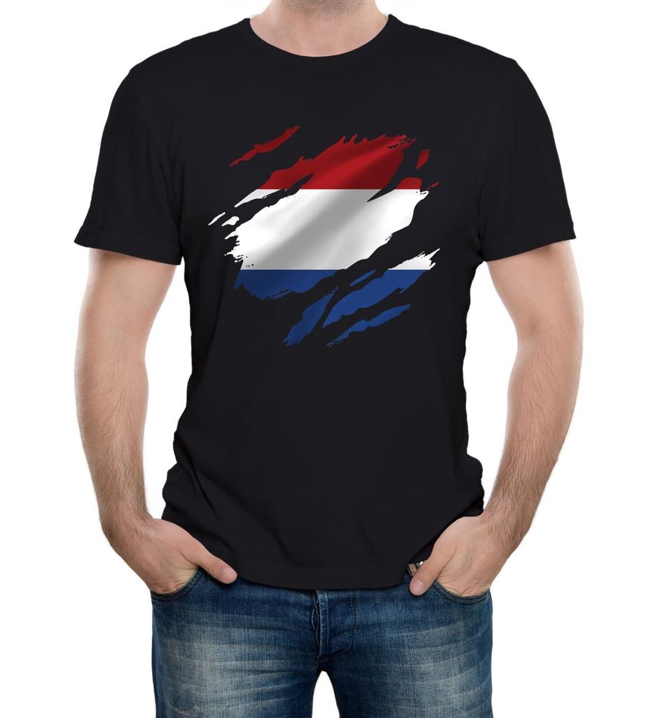 Torn Netherlands Flag T-Shirt Mens Womens Tees Top – Dutch National Pride, Holland Amsterdam Gift