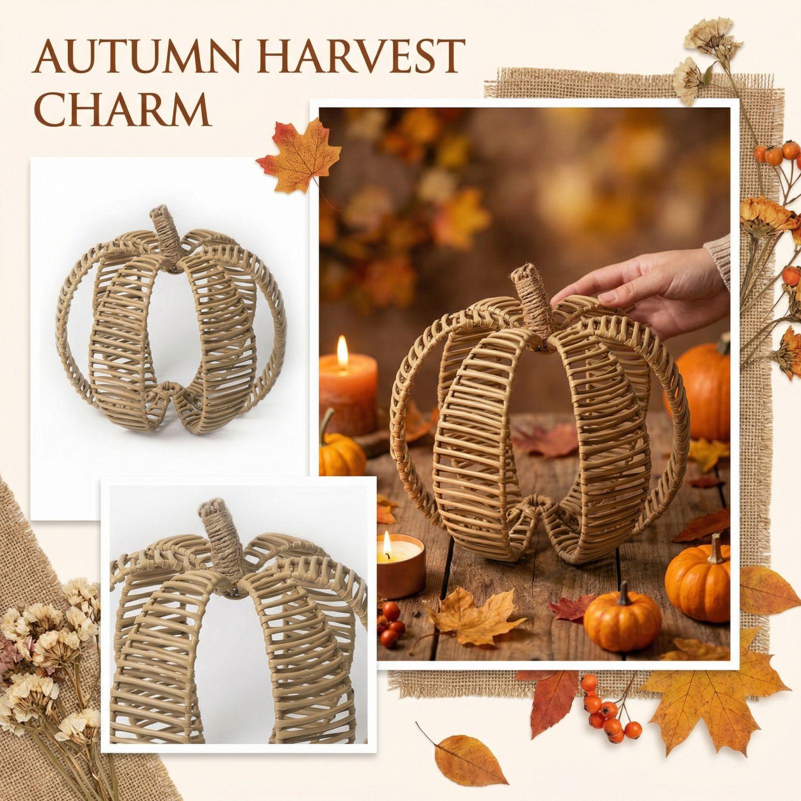 Pumpkin-shaped Vine Ornaments, Wrought Iron Hand-woven Pumpkin Decorative Pieces S хаки