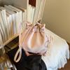 New Cloud Ladies Fashion Casual Shoulder Bag with Butterfly Knot Drawstring Adjustable Strap Bucket Bag Stylish Crossbody Bag