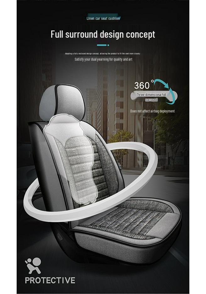 All-Season Universal Linen Car Seat Cushion - Full Coverage, High-Quality, Breathable, and Stylish