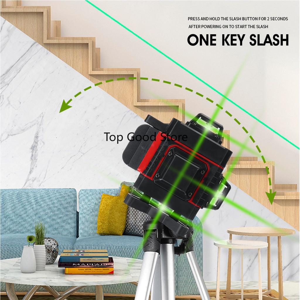 16 Line Laser Level Powerful Green Light Remote Control Measure W/Wall Attachment Frame 3D Self-Leveling System Green 100-240V