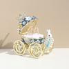 Enamel Blue Sakura Rabbit Carriage Jewelry Box Wedding Ring Gift Case