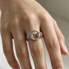 Eco-friendly Brass Silver Open Ring for Women, Japanese and Korean Lock Shape for Women, Versatile Tail Ring