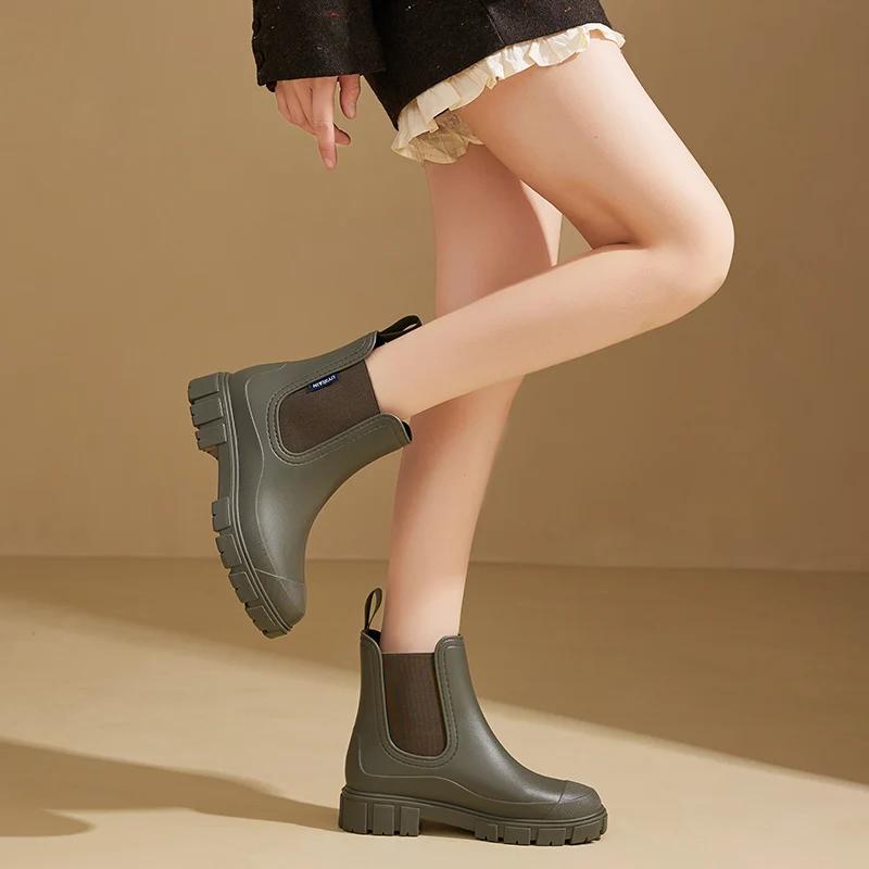 Fashion Women's Outdoor Waterproof Short-cylinder Rain Shoes Stylish Style for Outdoor Wear  Water Shoes Rain Boots Galoshes  Waterpr