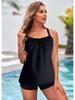 2024 Women's Sexy Conservative Tankini: European & American Split Swimsuit with Print Flat Leg Shorts