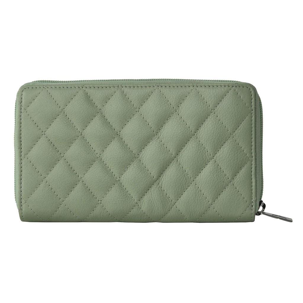 Grace Quilted Mint Green Leather Wallet/Clutch for Women