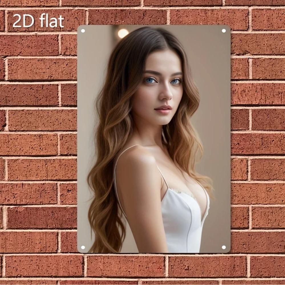 Vintage Metal Woman Portrait Sign Iron Wall Decor Art for Home Cafe Bar Gift