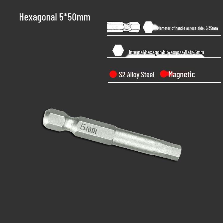 S2 Air Impact Hex Socket Bit Set, Pneumatic & Electric Screwdriver, 1/4 Strong Magnetic