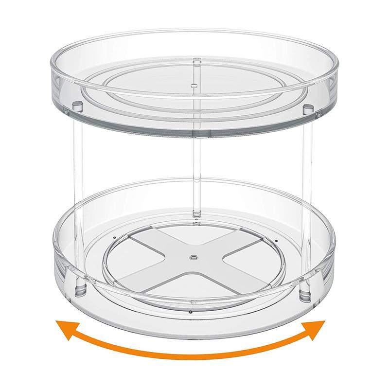 

Вращающийся на 360° органайзер для специй, 2-ярусная прозрачная «ленивая Сьюзен» для кухонной столешницы, полка для косметики, экономящая место поворотная подставка чистый