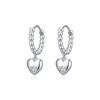S925 Sterling Silver Beaded Hoop Earrings with Heart Dangle Zircon Heart Drop Earrings for Women Fashion Jewelry