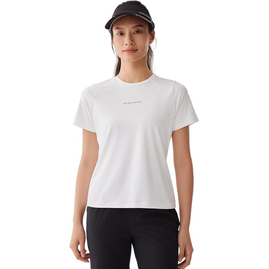 Skechers Comfortable Soft Round Neck Short Sleeve Regular T-Shirt Women Tops Bright-White P225W157-0019