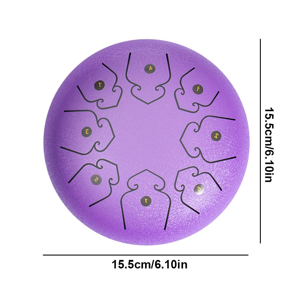 Mini Chakra Drum 6 Inches 8 Notes Waterproof Meditation Rain Chime Ethereal Hand Pan Musician Gift for Family and Friends