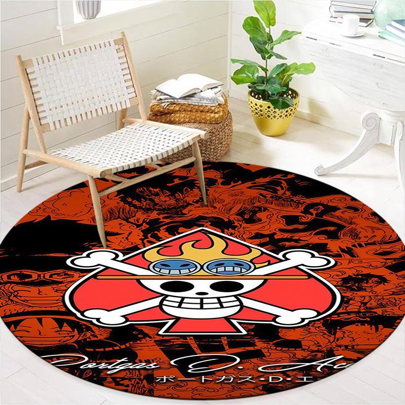 One Piece Straw Hat Pirates Round Area Rug Carpet Rug For Living Room Bedroom Sofa Playroom Decor Nonslip Floor Mat