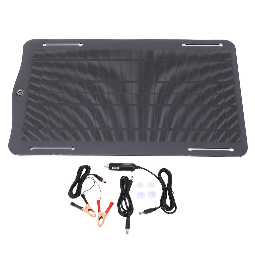 18V 10W Portable Solar Panel Charger Monocrystalline Silicon for 12V 18V Battery Car Motorcycle Tractor Boat