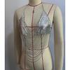 Women Shines Rhinestones Tank Top Halter Body Chain Fishnet Mesh Bra Crop Top Shirt for Night Club Party Raves Outfits