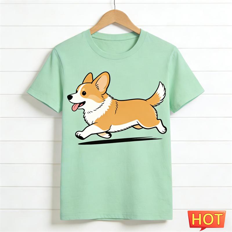 Summer Cute T Shirts Fashion Short Sleeve Funny Dog Crew Neck T-shirts Casual