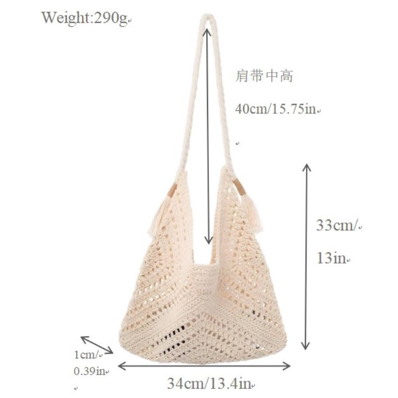 

New lazy cotton thread straw bag women s handmade hollow woven bag large capacity versatile shoulder holiday beach bag Mother and child bag strap