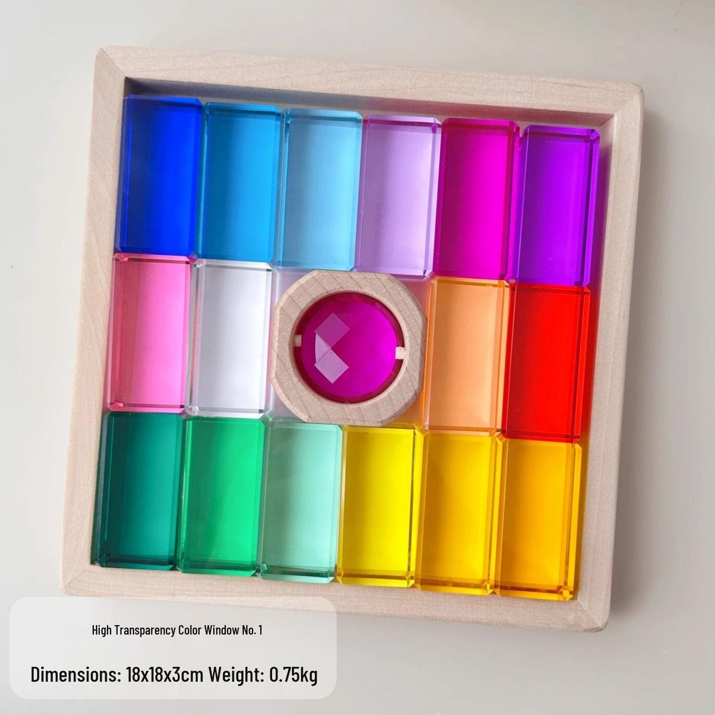 Translucent Rainbow Gemstone Stacking Cubes - Educational Sensory Puzzle Toys