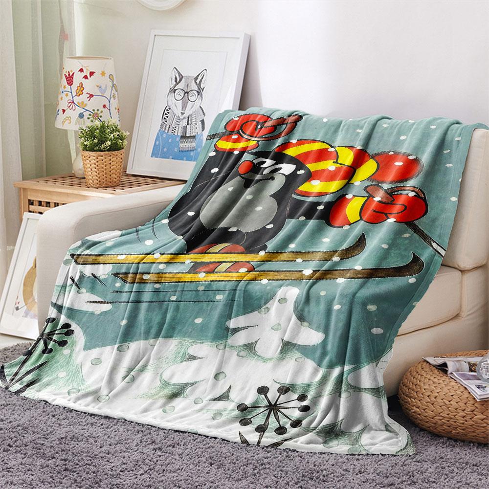Krtek Printed Flannel Blanket, soft throw for bedroom sofa, washable, fan merchandise, great gift.