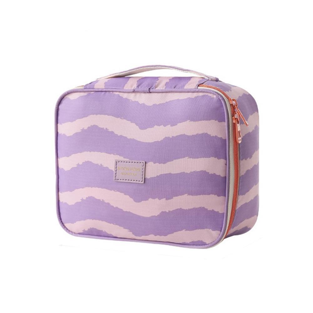 Waterproof Striped Makeup Bag Large Capacity Wash Bag Travel Cosmetic Pouch  Cosmetics Storage S 16 x 9 x 14 cm фиолетовый