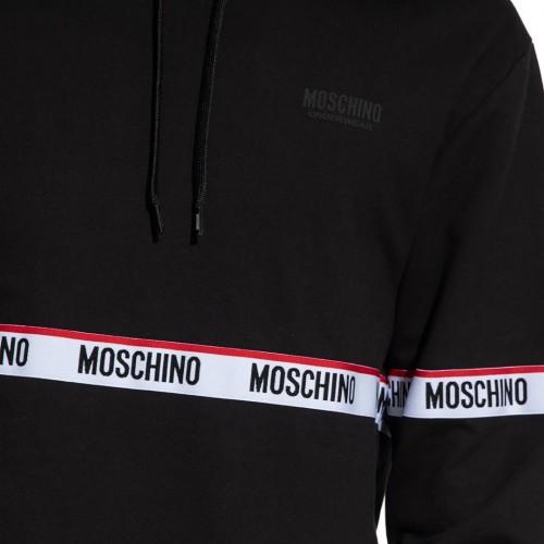 Moschino Mens Branded Tape Hoodie
