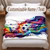Couverture Douce Thème Football Personnalisée Nom Personnalisé Impression Texte Couverture Chaude Décoration Canapé Maison Chambre à Coucher