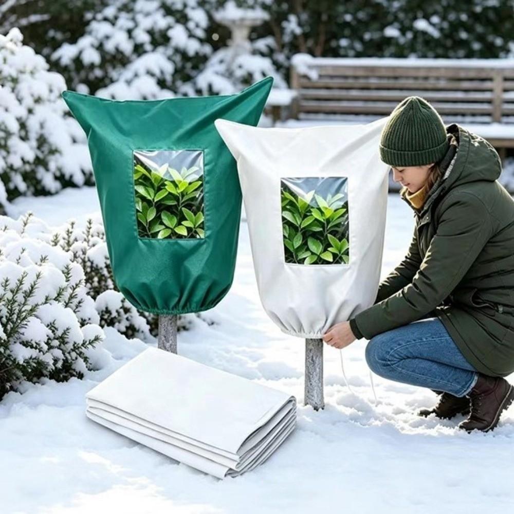 Non‑woven Plant Frost Protection Cover Breathable View Window Plant Protection Bag with Zipper Drawstring Anti-Frost