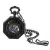 Pocket Watch Mechanical Skeleton Antique Roman Analog Display Men Octagonal Pocket Watch Clip Pendant Watch - Birthday Anniversary Christmas
