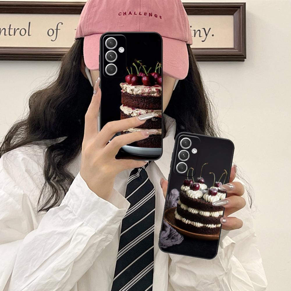 Black Forest Cake Mobile Phone Case for Samsung Galaxy S26 S25 S24 S23 S22 S21 S20 Note20 Plus FE Ultra Colorful Cover Pretty