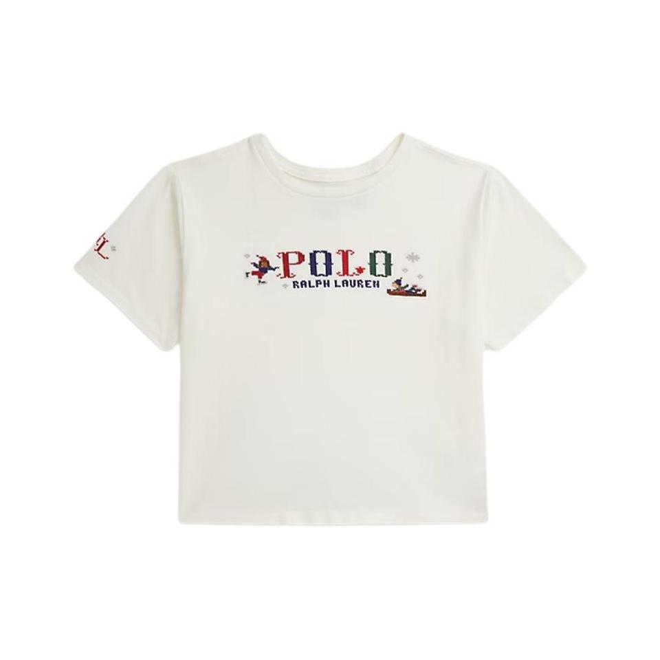 

Polo Ralph Lauren Хлопковый вязаный свободный топ с круглым вырезом и коротким рукавом для детей 313981060-001 XL