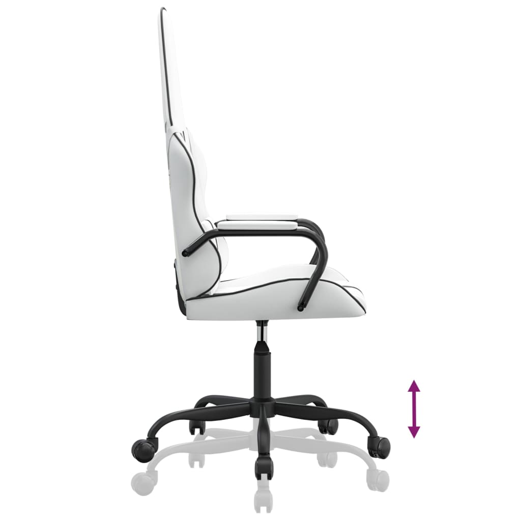 Gaming Chair In White and Black Synthetic Leather