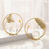 Faux Crystal Ball with Metal Golden Stand Modern Leaf/Butterfly/Dragonfly Sculpture with Glass Sphere for Shelf Coffee Table TV Cabinet Office Desk