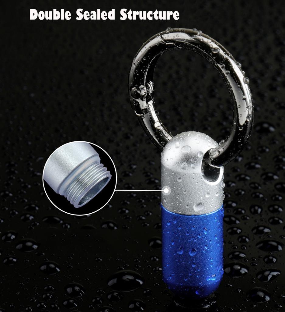 Aluminum Alloy Waterproof Pill Box Color Portable Small Pill Box Sealed Waterproof Keyring Mini Carry-on First Aid Pill Bottle