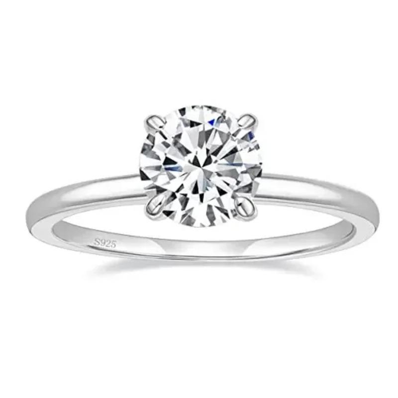 Trumium 1.5CT 925 Sterling Silver Engagement Rings Round Cut  Cubic Zirconia CZ Wedding Promise Rings Wedding Bands for Women