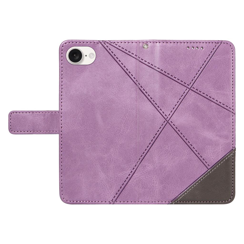 For iPhone 16e Case Leather Card Holder Phone Cover Geometric Line