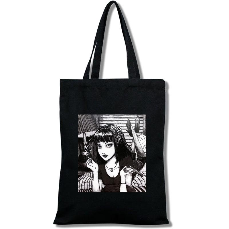 Tomie Junji Ito Bolso Tote Bolsa de Compras Portátil Grande para Mujer Bolso de Hombro Bolsa de Lona