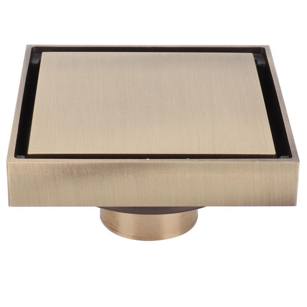 Square Floor Drain Brass Material Hair Catcher Drain Durable Shower Floor Drain  Garage Drain