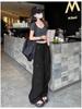 Women's High-Waist Apricot Cargo Pants - Petite Wide-Leg, Spring/Autumn, Casual American Sports Style.