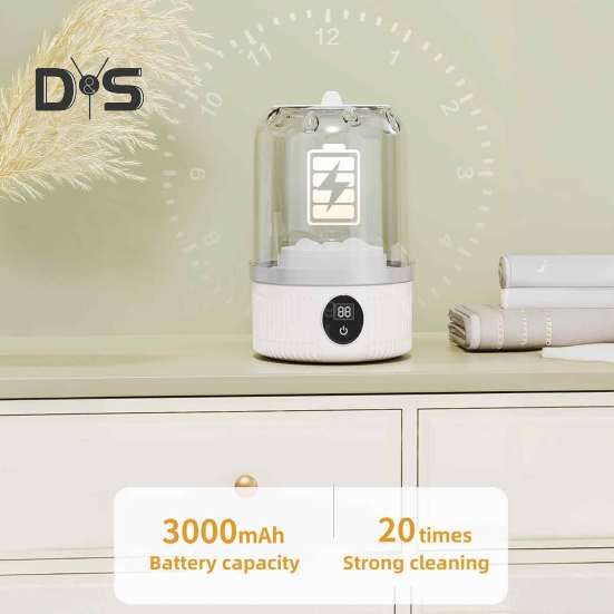 Mini Washing Machine Portable Underwear Washer Digital Display Large Capacity Rechargeable Compact Cordless Socks Laundry Machine