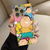 Clear Square Back Tube Case Protection For iPhone 12 14 Pro Max 15 Plus 16 ProMax 13 11 Anti-Oxygen,Running Crayon Shin-chan Pattern Casing