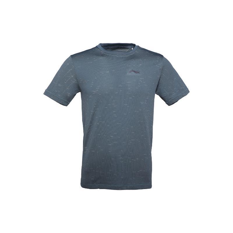Li Ning T Shirts Men's Blue Crew Neck Moderate Straight Fit ATSR259-5