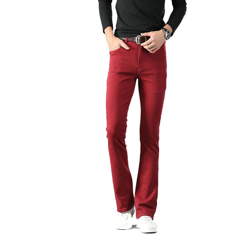 

Мужские расклешенные джинсы из денима повседневного покроя Мужские прямые брюки из эластичного денима 38 красный