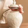 Relief Rabbit Tea Can Creative Ceramic Sealed General Can Decoration Home Kitchen Large Capacity Tea Storage Can Organizer